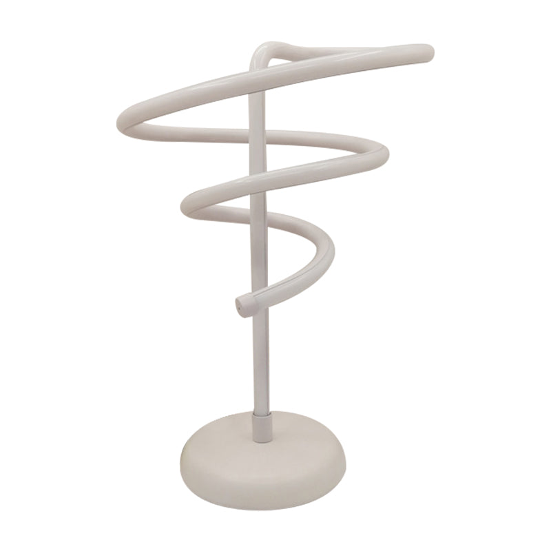 Modern White Swirly Led Desk Lamp With Metal Base - Minimalist Task Lighting Warm/White Light