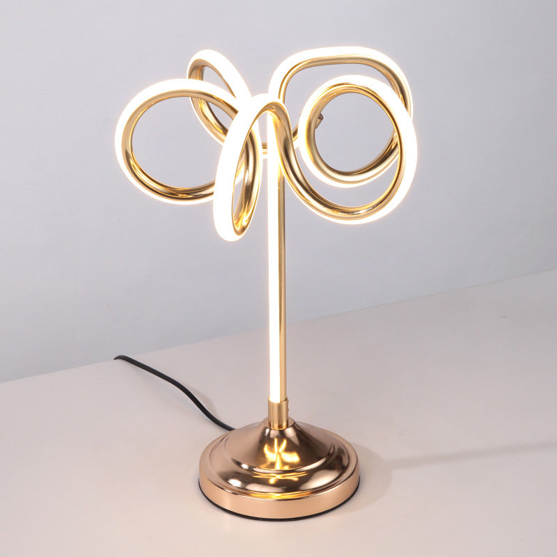Modern Led Desk Lamp - Gold Twisted Base With Acrylic Shade Warm/White Light