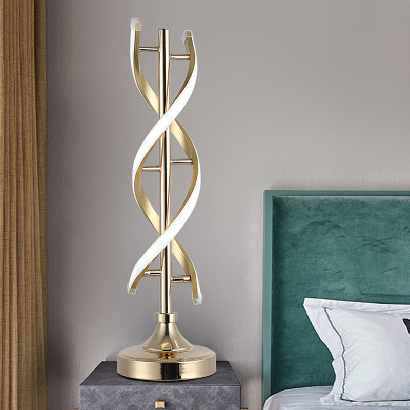 Acrylic Spiral Led Desk Lamp - Modern Small Task Lighting In Gold Warm/White Light