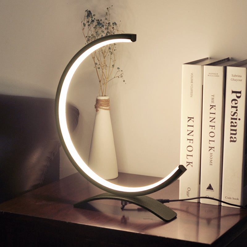 Black Led Desk Lamp With Acrylic Shade: Contemporary Small Book Light