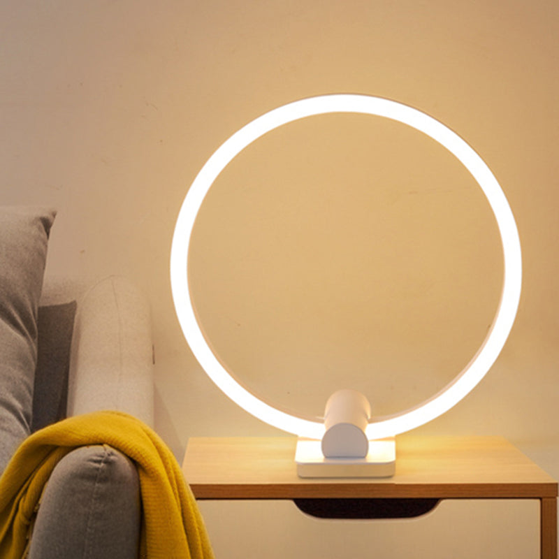 Led Modern White Desk Lamp With Circular Acrylic Shade In Warm/White Light For Living Room / Warm