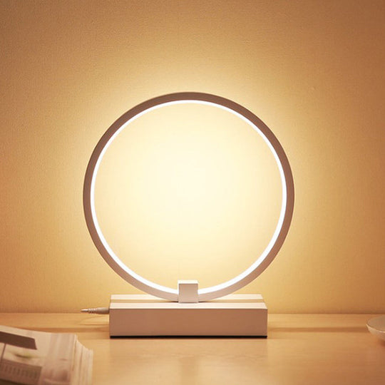 Modern Led Night Table Lamp With Acrylic Shade - White/Black Warm/White Light