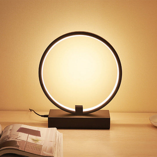 Modern Led Night Table Lamp With Acrylic Shade - White/Black Warm/White Light Black / White