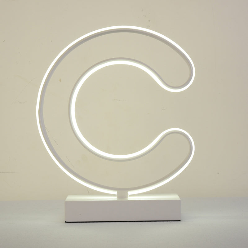 Contemporary Led Nightstand Lamp - White Curvy Book Light With Acrylic Shade Warm/White Option
