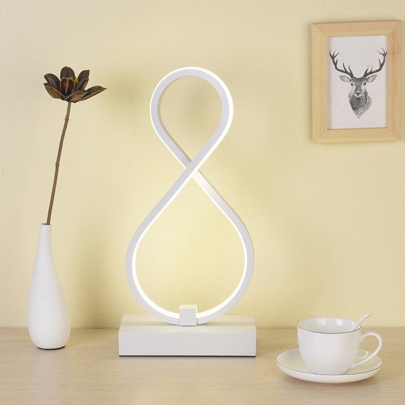 Modern Twisted Table Light: Acrylic Led Nightstand Lamp With Metal Base - White