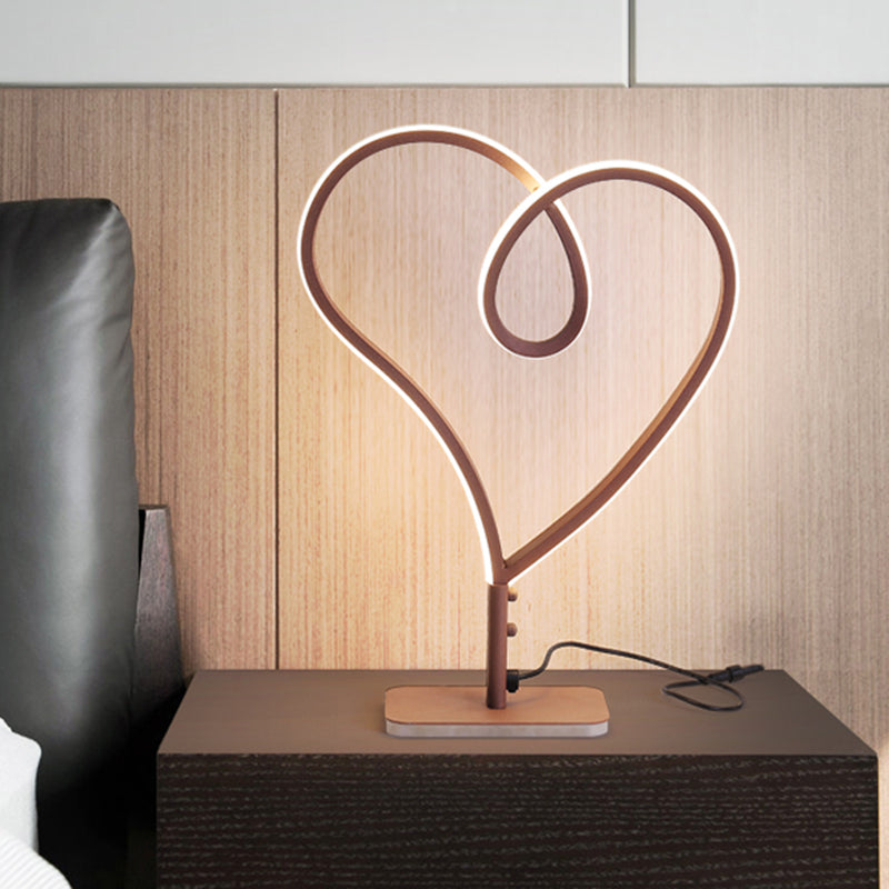 Contemporary Led Coffee Desk Lamp With Heart Acrylic Design - Warm/White Light