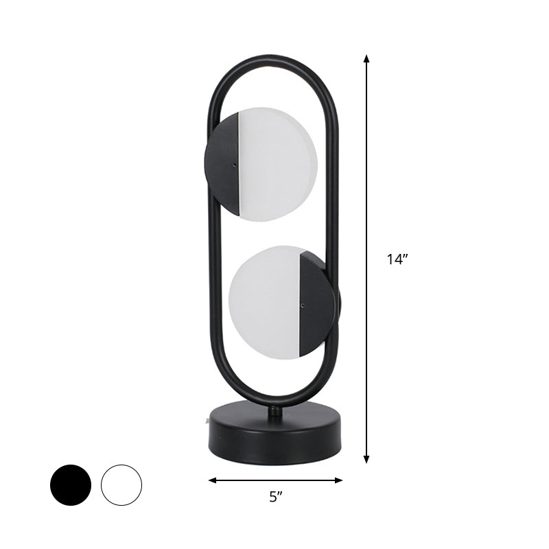 Led Circular Book Light: Contemporary Night Table Lamp White/Black Warm/White Light
