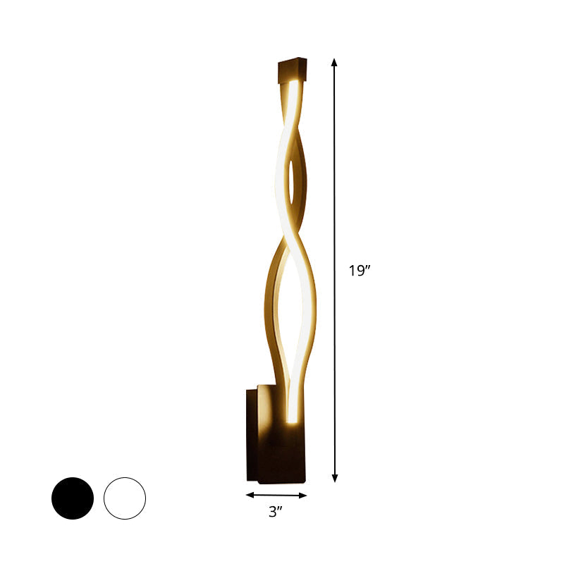 Modern Led Curvy Wall Sconce Light Black/White Acrylic Shade Warm/White
