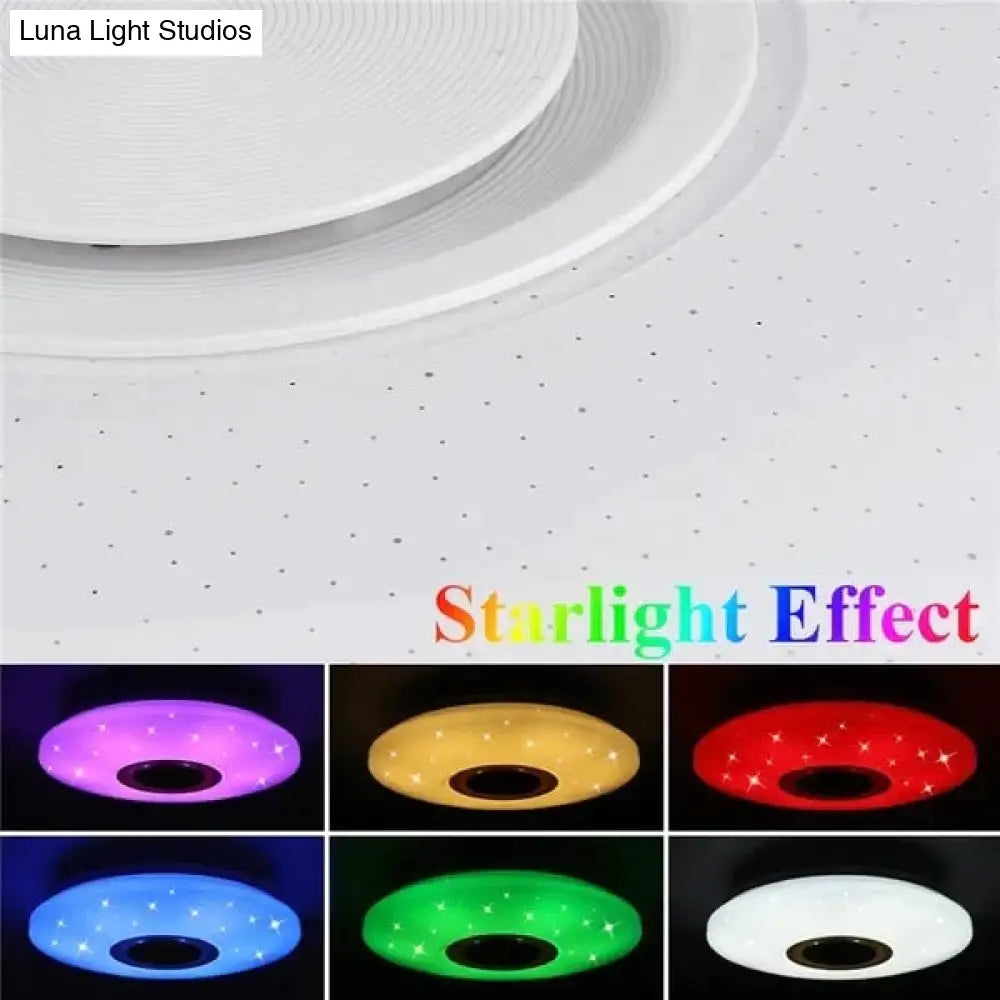 36W Rgb Flush Mount Round Starlight Music Led Ceiling Light Lamp With Bluetooth Speaker Dimmable