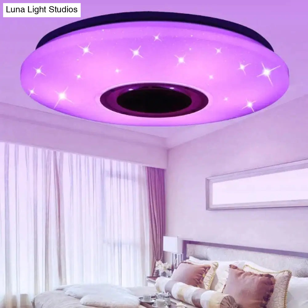 36W Rgb Flush Mount Round Starlight Music Led Ceiling Light Lamp With Bluetooth Speaker Dimmable