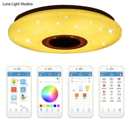 36W Rgb Flush Mount Round Starlight Music Led Ceiling Light Lamp With Bluetooth Speaker Dimmable