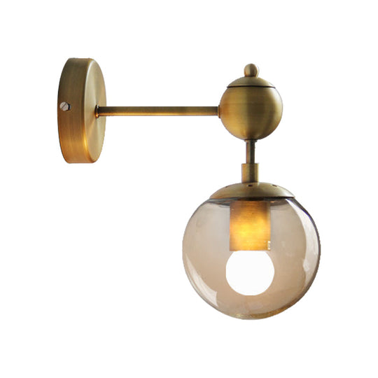 Modern Amber Glass Wall Sconce In Gold For Bedroom Lighting