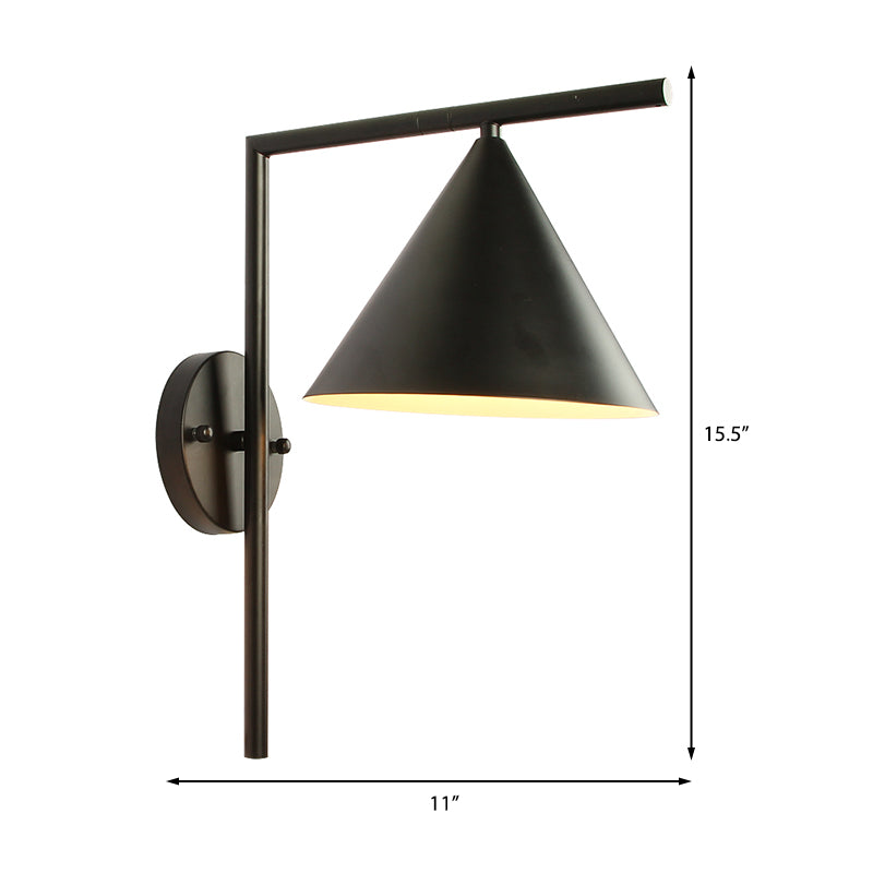 Contemporary Conical Metal Wall Sconce Light Fixture - 1 Black/White/Gold 8 W