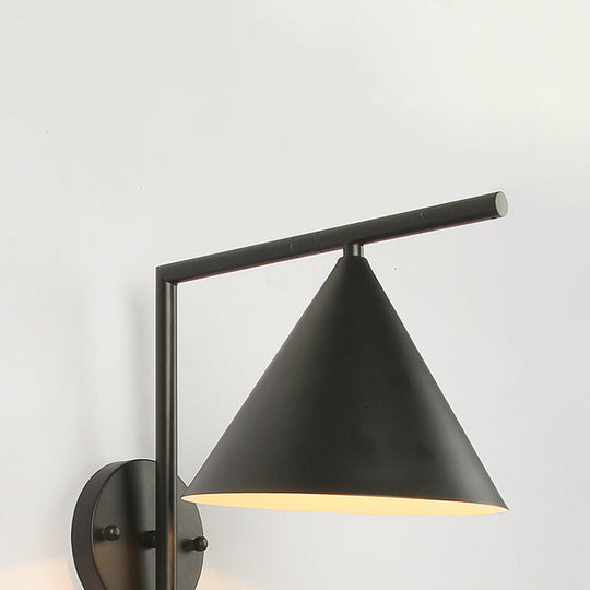 Contemporary Conical Metal Wall Sconce Light Fixture - 1 Black/White/Gold 8 W