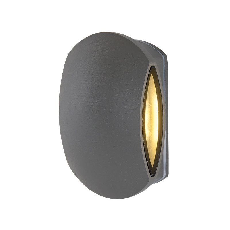 Contemporary Black Outdoor Round Wall Light Sconce - Aluminum Fixture Warm/White