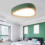 Modern Iron And Wood Drop Flush Mount Ceiling Light - Unique Grey/White/Green Design In Warm/White