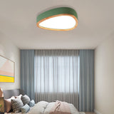 Modern Iron And Wood Drop Flush Mount Ceiling Light - Unique Grey/White/Green Design In Warm/White