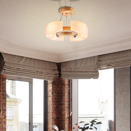 Modern Wooden Round Ceiling Light Fixture - 4/6 Flush Mount In Warm/White Options 4 / White Warm