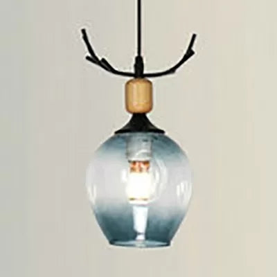 Contemporary Deer Horn Pendant Light - Glass Ceiling Fixture For Living Room