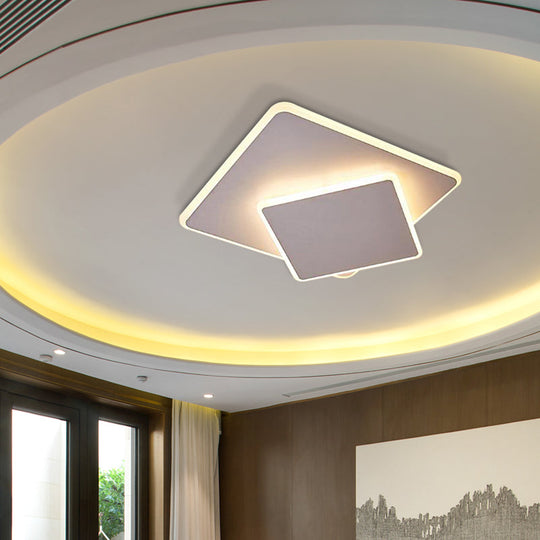 16/19.5 Creative Flush Mount Light With Overlapping Design - Modern Acrylic Round/Square/Triangle