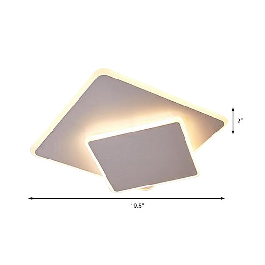 16/19.5 Creative Flush Mount Light With Overlapping Design - Modern Acrylic Round/Square/Triangle