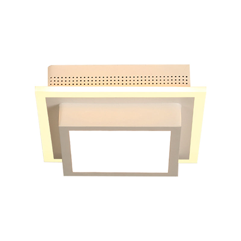 Modern Led Flush Ceiling Lamp In Black/White - Round Square Or Triangle Acrylic Design For Corridor