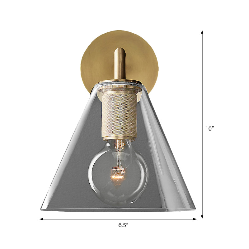 Minimalist Glass Cone Wall Sconce 1/2 Lights Black/Brass Bedside Lighting