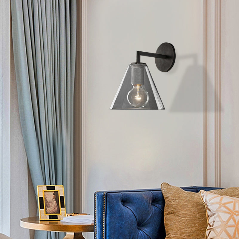 Minimalist Glass Cone Wall Sconce 1/2 Lights Black/Brass Bedside Lighting 1 / Black