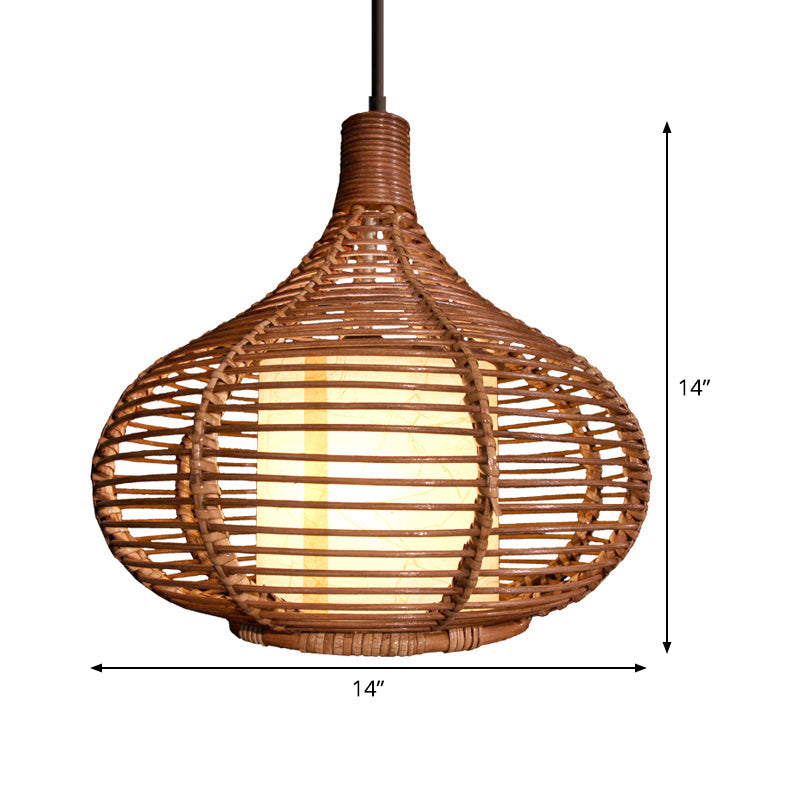 Bamboo Teardrop Pendant Ceiling Lamp - Chinese Style Coffee