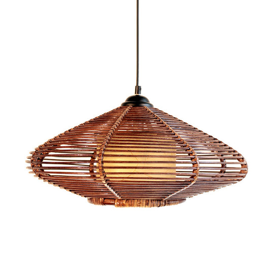 Asia Brown Tearoom Pendant Ceiling Light With Bamboo Jar Shade