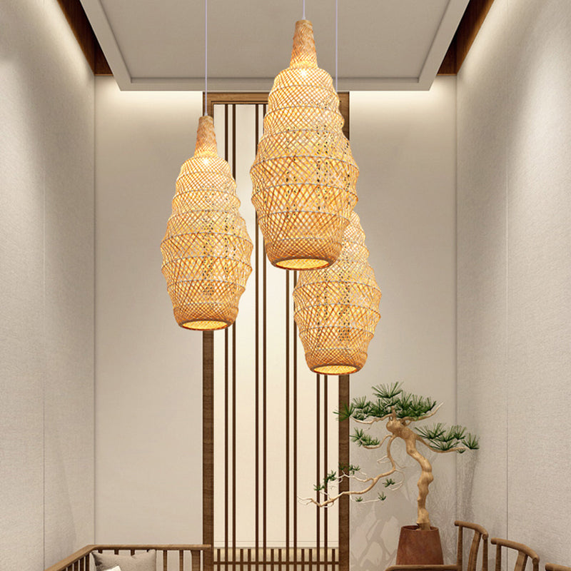 Hand-Woven Bamboo Pendant Light - Chinese Suspended Flaxen Fixture