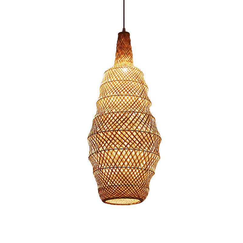 Hand-Woven Bamboo Pendant Light - Chinese Suspended Flaxen Fixture