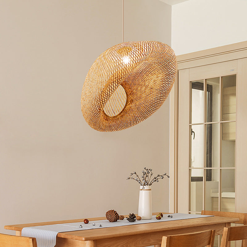 Bamboo Pendant Lighting: Handwoven Chinese Style Flaxen Ceiling Lamp
