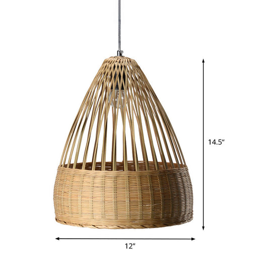 Japanese Bamboo Pendant Lighting - Hand-Woven Flaxen Ceiling Lamp