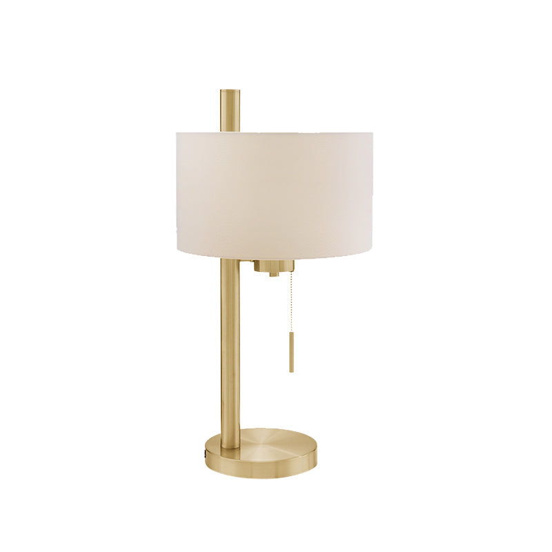Modern White Cylinder Small Desk Lamp With Fabric Shade - Perfect For Task Lighting