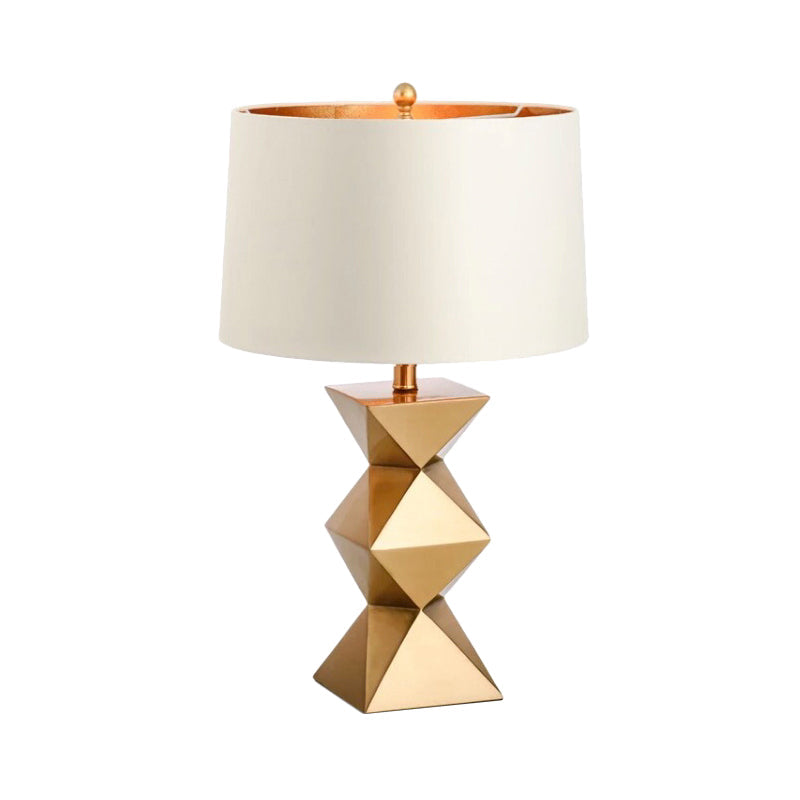 Contemporary Drum Table Lamp - White 1 Head Ideal For Bedroom Reading