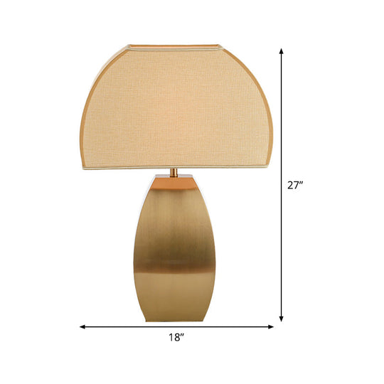 Gold Metal Base Desk Lamp: Modern Task Light With Shaded Head & Small Fabric Design