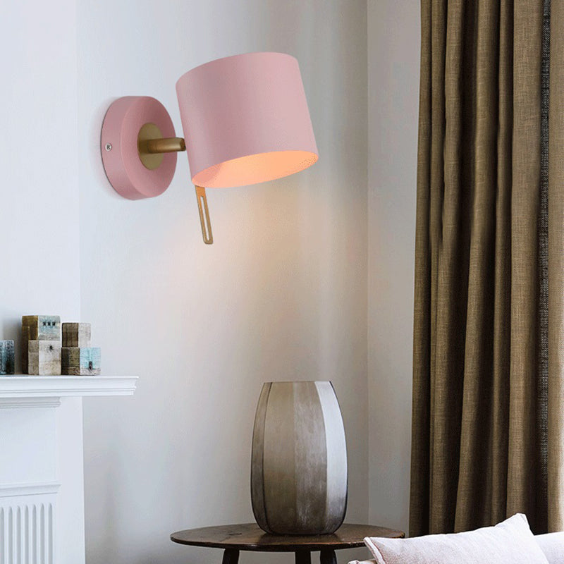 Minimalistic Metallic Cylinder Wall Mount Sconce - 5 Width 1 Light Black/Pink/Yellow/Blue Ideal For