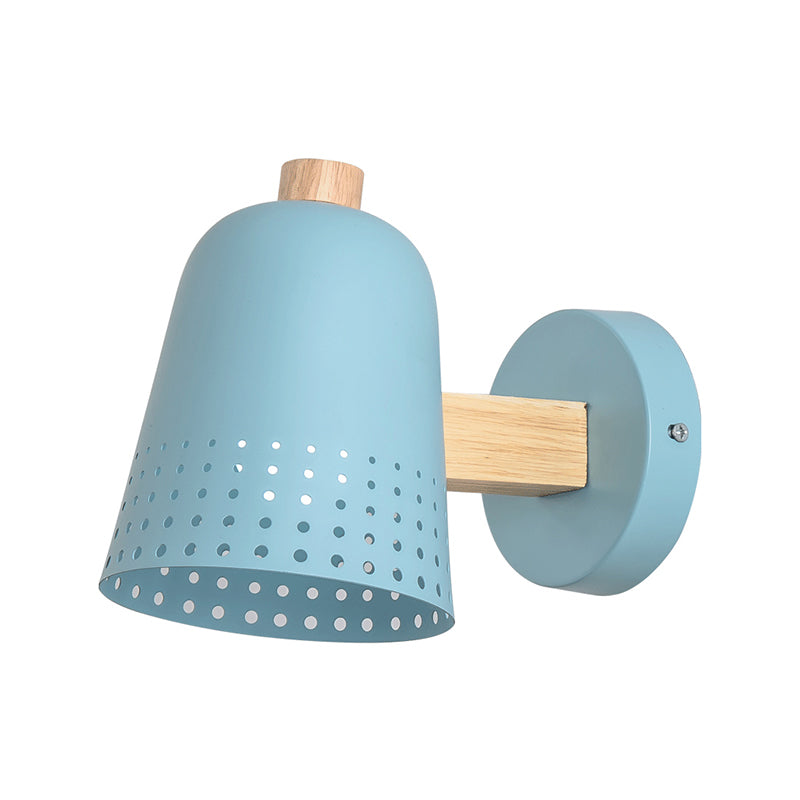 Blue Macaron Metallic 1 Bulb Wall Sconce Lighting 5 W - Tapered Fixture For Restaurants