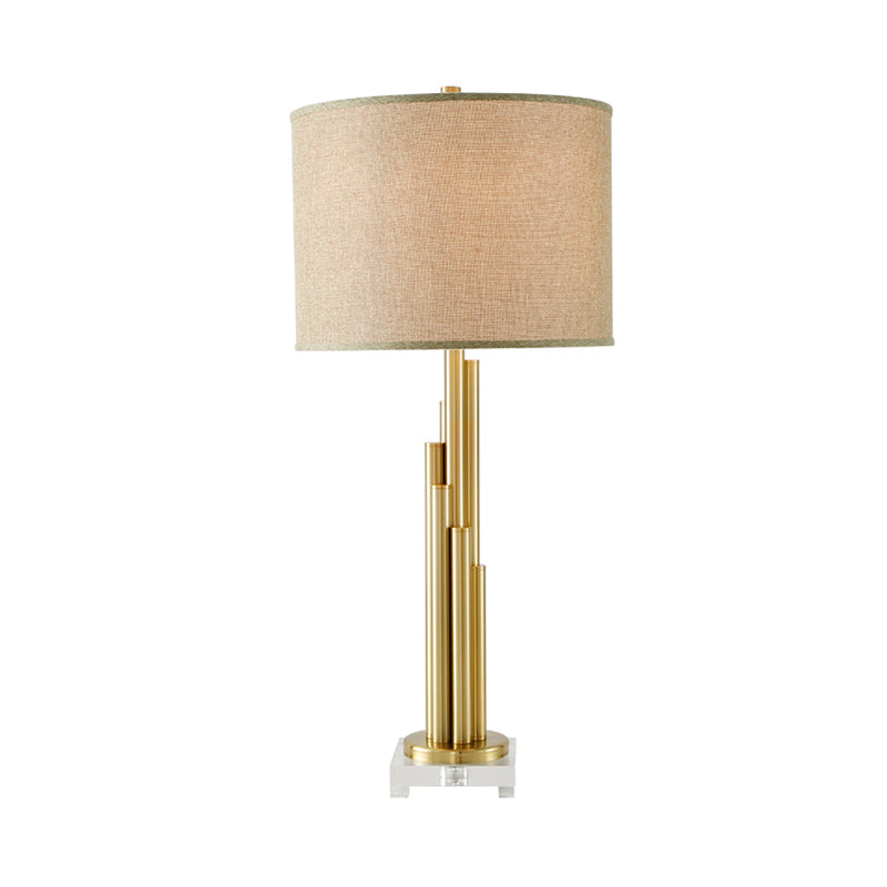 Modern Flaxen Reading Lamp: 1-Bulb Dining Room Task Light With Fabric Shade