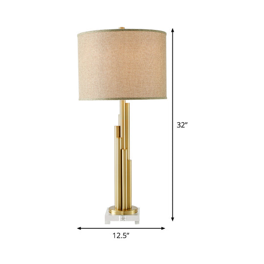 Modern Flaxen Reading Lamp: 1-Bulb Dining Room Task Light With Fabric Shade
