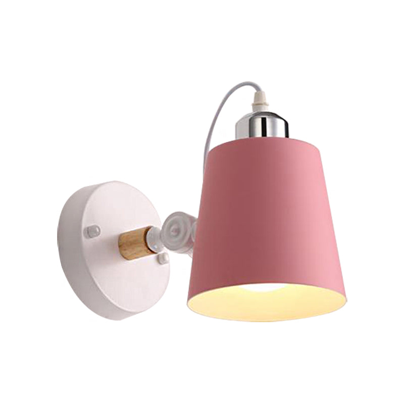 Minimalist Metal Conical Sconce Light Fixture - Gray/White/Pink/Yellow/Blue/Green