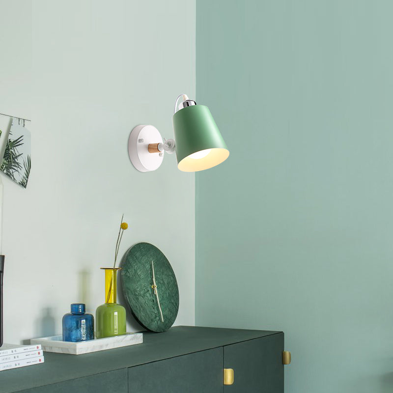 Minimalist Metal Conical Sconce Light Fixture - Gray/White/Pink/Yellow/Blue/Green Green