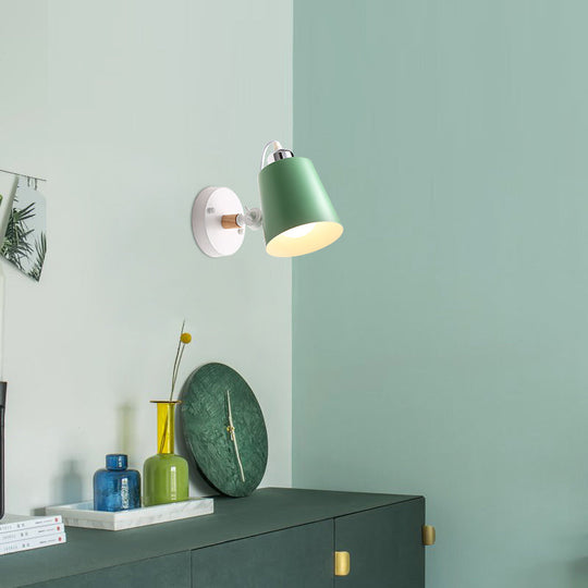 Minimalist Metal Conical Sconce Light Fixture - Gray/White/Pink/Yellow/Blue/Green Green