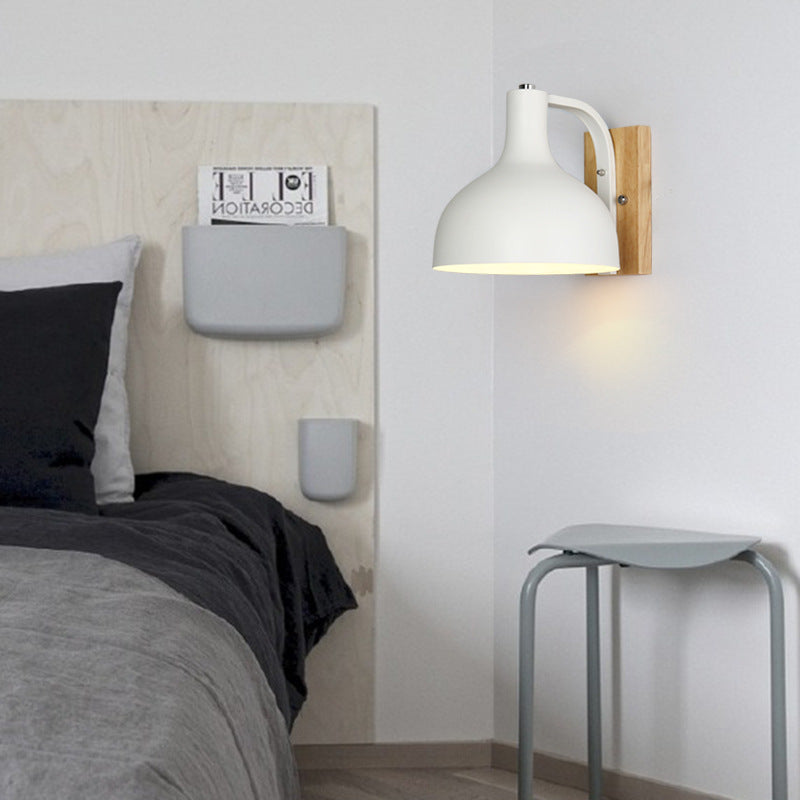 Nordic Wall-Mounted Barn Shade Light With 1 Head And 7.5 Width - Perfect For Bedroom Or Bedside In