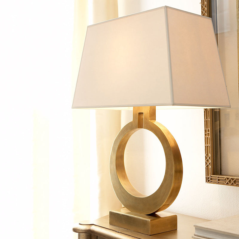 Gold Fabric Pagoda Table Lamp: Contemporary 1 Bulb Task Lighting For Living Room