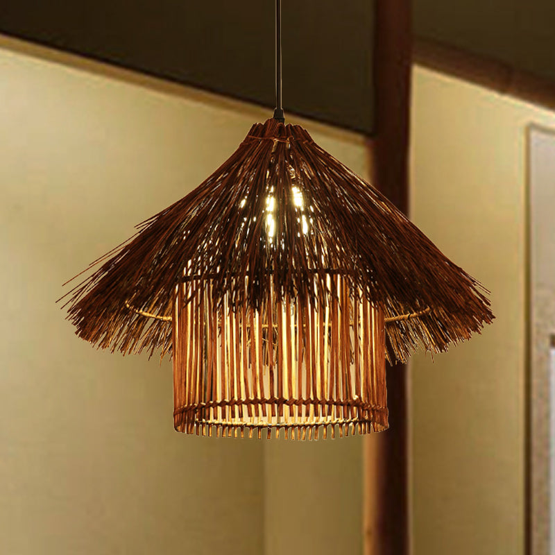 Bamboo Tower Pendant Lamp - Japanese Style 1-Head Coffee Ceiling Light For Teahouse