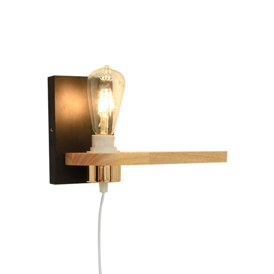 Simple Wall Mounted Lighting Fixture In Black/Green Metal With 1 Light Bare Bulb For Corridor
