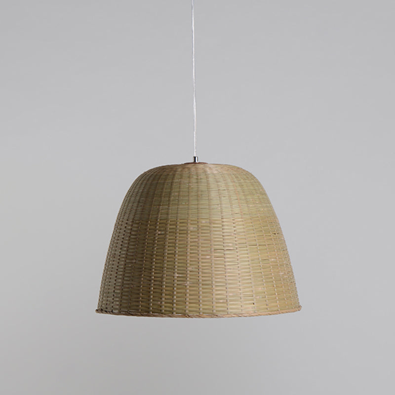 Head Tearoom Ceiling Lamp: Asian Flaxen Hanging Light With Bamboo Shade