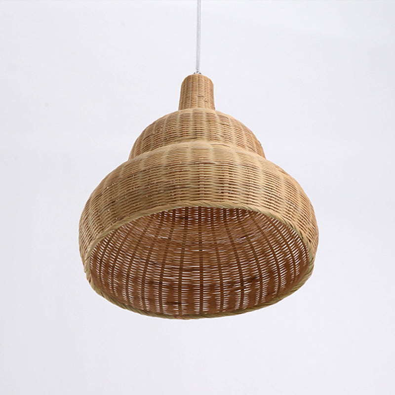Flaxen Bamboo Pendant Ceiling Light - Exquisite Asian Gourd Design
